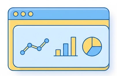 Simple charts emerging from a website tab