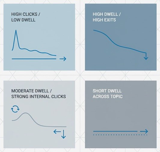 A grid of typical dwell time patterns with visual cues.
