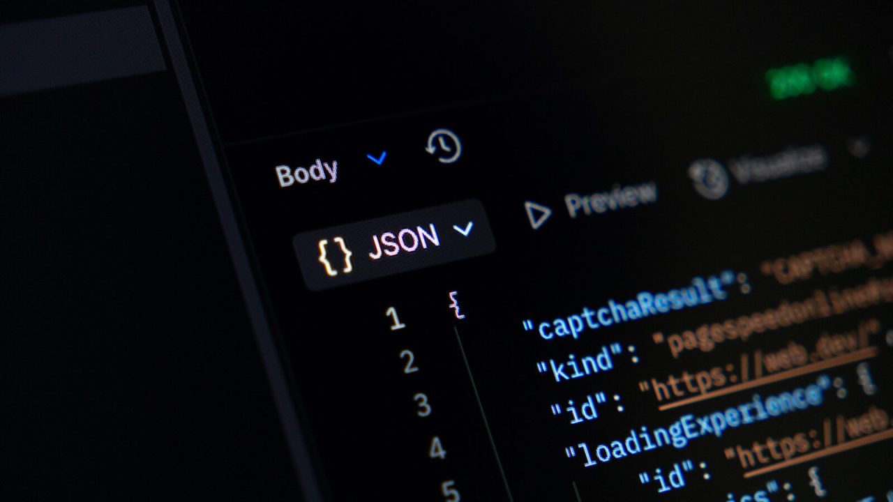 JSON API response displayed on a dark screen